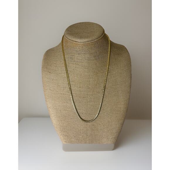 Lovely Gold Tone Flat Wheat Chain Necklace. Measures 25”. 3mm - Picture 1 of 2
